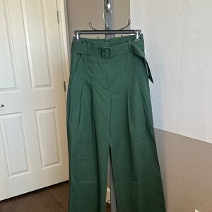 Veronica Beard Green High-Waisted Belted Pants 10 EUC